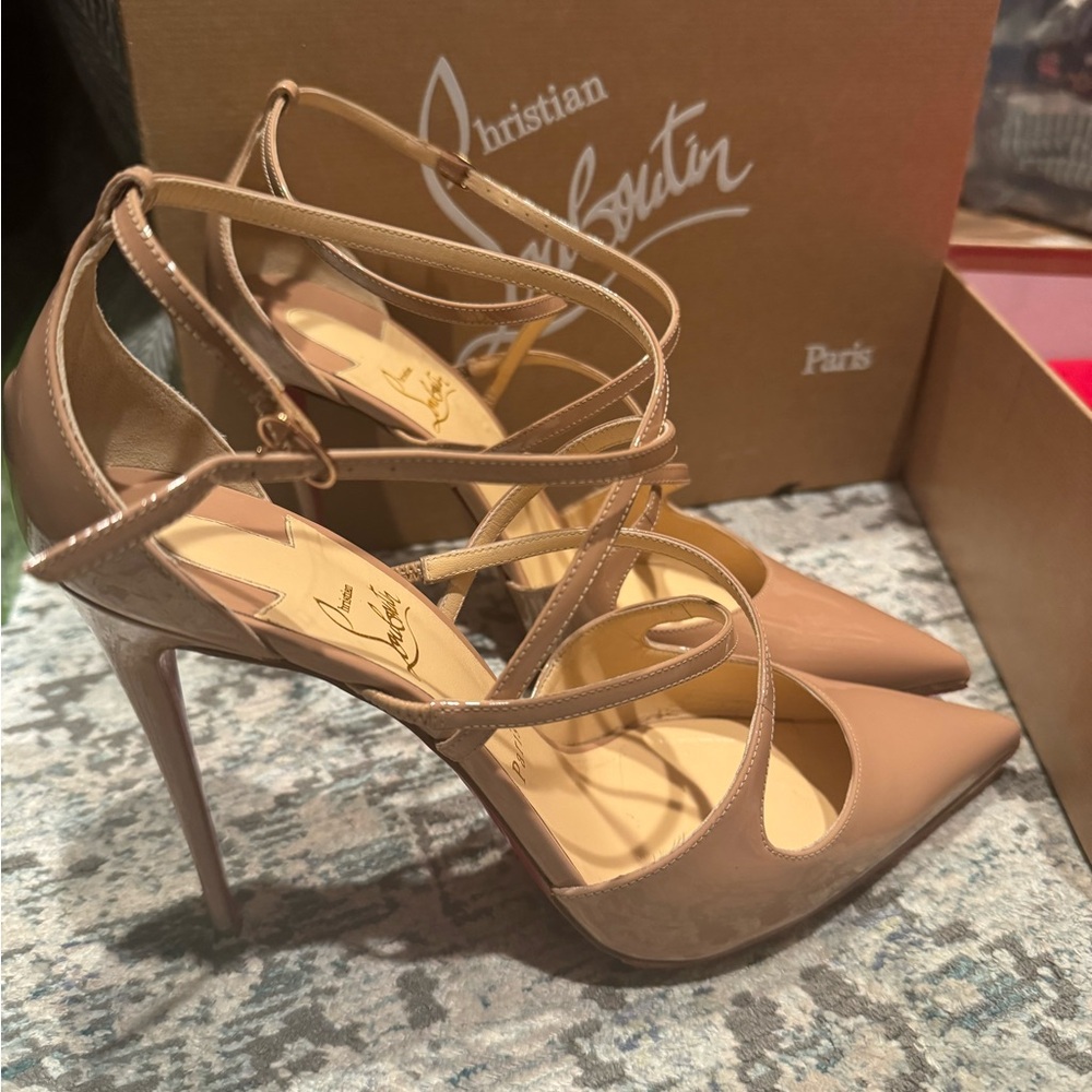 Christian Loubiton Crossfliketa 100 Patent Nude Loubiton
